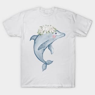 Dolphin Flower Watercolor T-Shirt